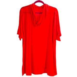 LANDS' END 1X 16w-18w plus red short sleeve cowl neck short sleeve top NWT B26